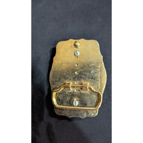 ATV Rider Vintage Metal Belt Buckle Gold & Black Finish Made In USA Western Styl - Picture 2 of 8